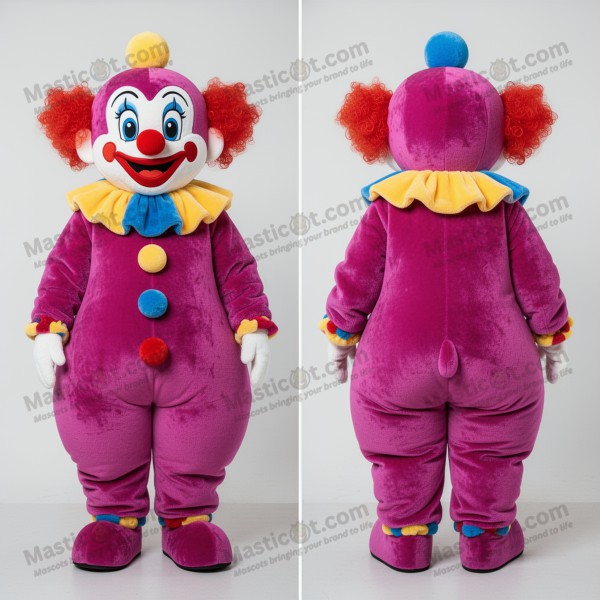 Magenta wide grin clown mascot - Masticot.com