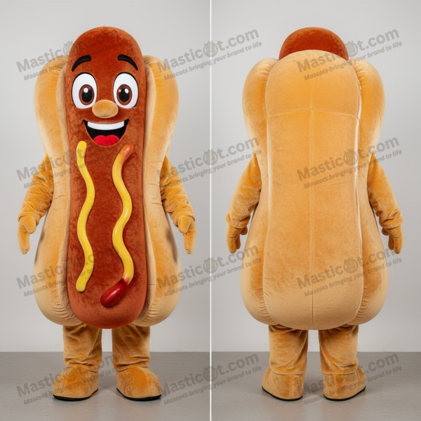 Golden yellow plump hot dog mascot - Masticot.com