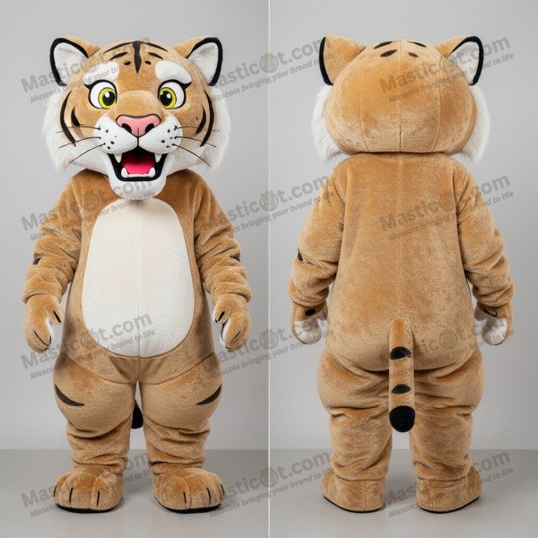 Tan playful smilodon mascot - Masticot.com