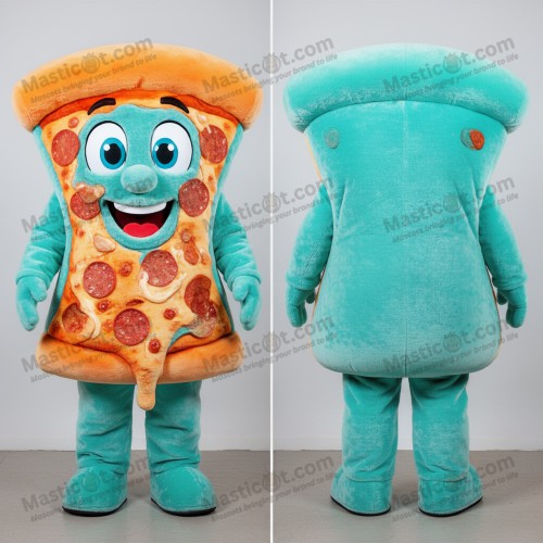 Turquoise plush pizza mascot - Masticot.com