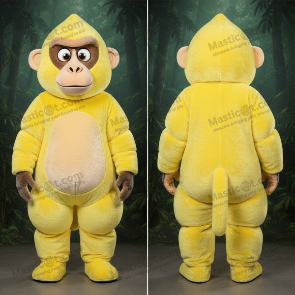 Lemon Yellow Cartoon Baboon Mascot - Masticot.com