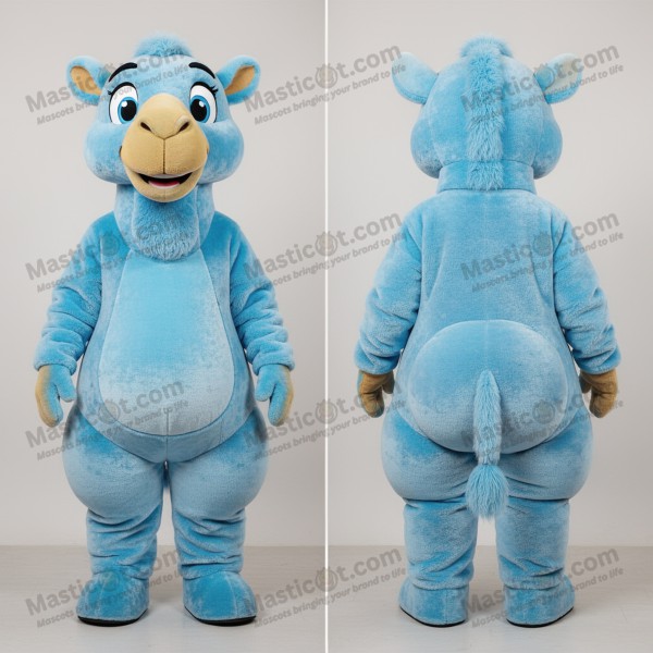 Sky blue rounded camel mascot - Masticot.com