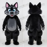 Midnight black broad shouldered wolf mascot - Masticot.com