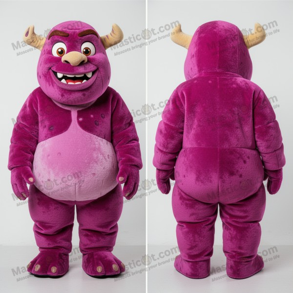 Magenta grinning ogre mascot - Masticot.com