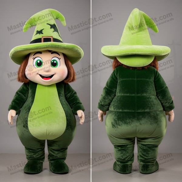 Limettengrüner runder Hexenhut-Maskottchen - Masticot.com
