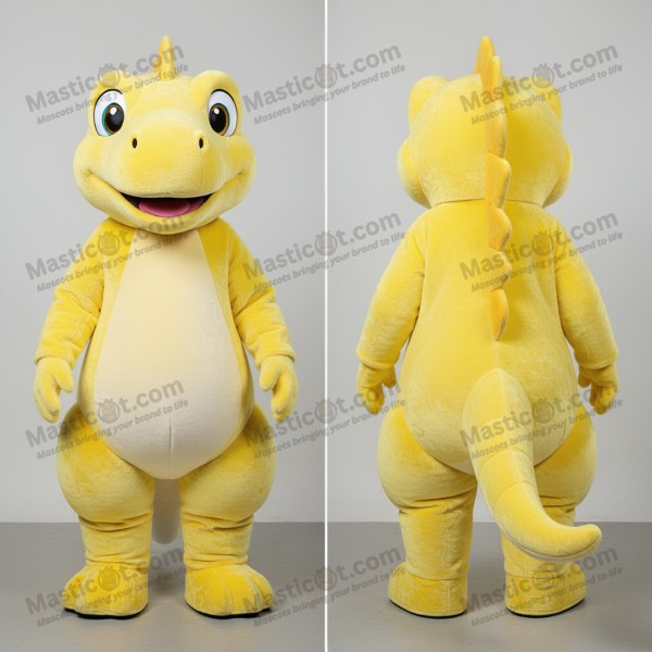 Lemon yellow expressive iguanodon mascot - Masticot.com
