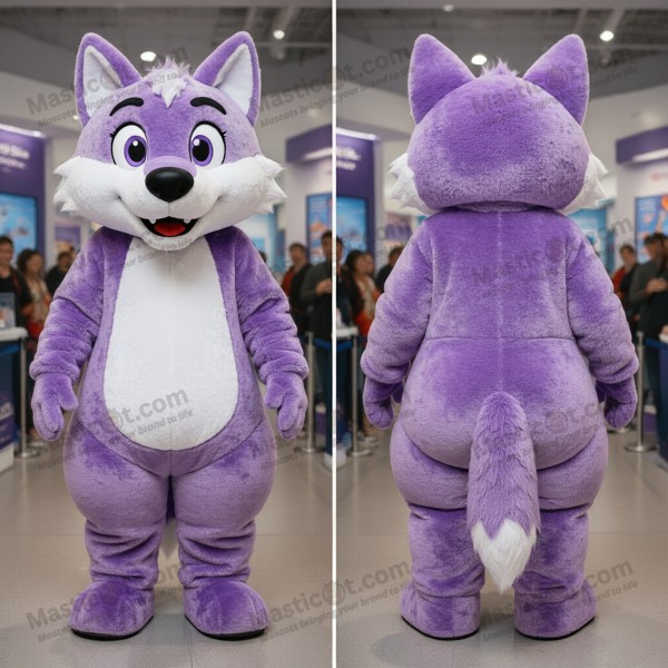 Lavender plush wolf mascot - Masticot.com