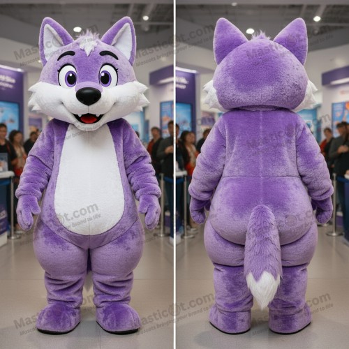 Lavendel-Plüschwolf-Maskottchen - Wolf - MASTICOT_7125 - Masticot.com