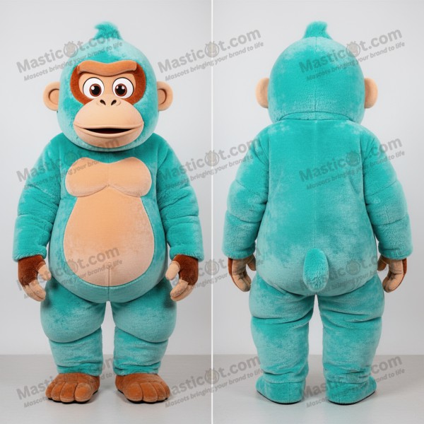 Turquoise velvety orangutan mascot - Masticot.com