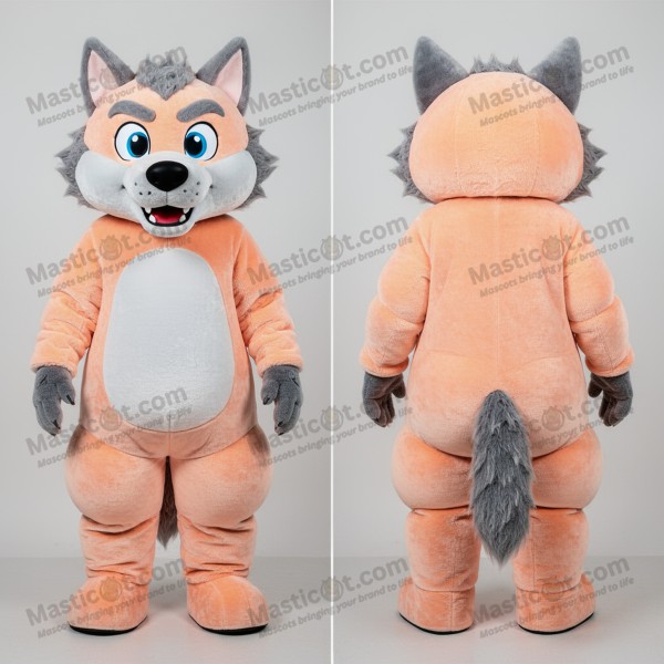 Peach velvety werewolf mascot - Masticot.com