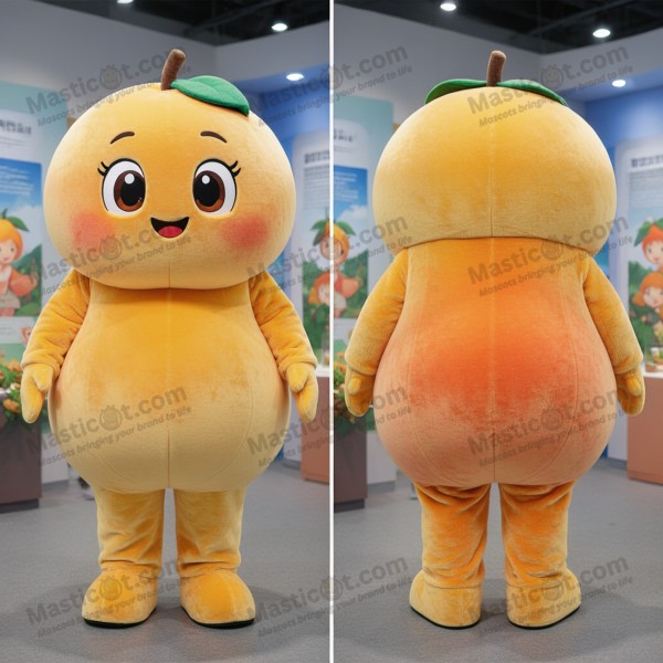 Golden yellow rounded apricot mascot - Masticot.com