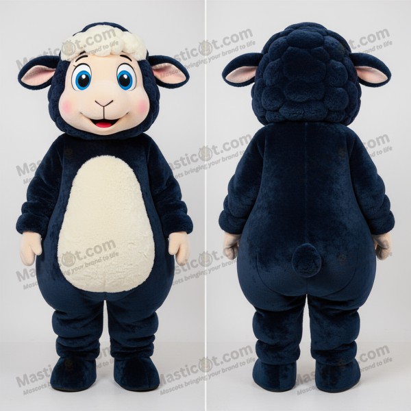 Navyblauer Samt-Schaf-Maskottchen - Masticot.com