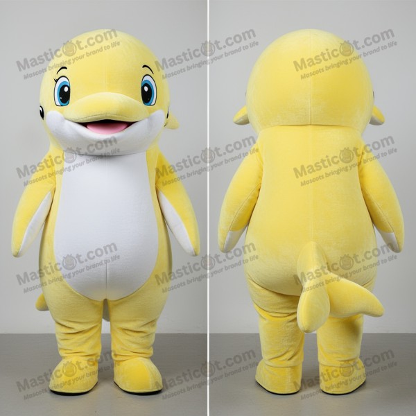 Lemon gul leken belugahval-maskot - Masticot.com