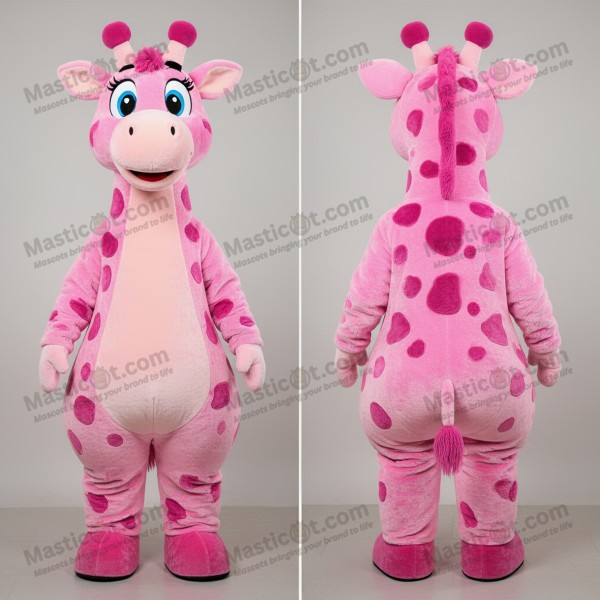 Pink velvety giraffe mascot - Masticot.com