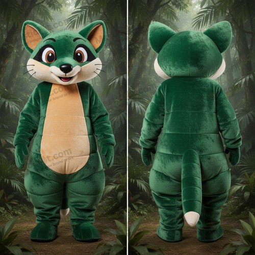 Forest green plush mongoose mascot - Masticot.com