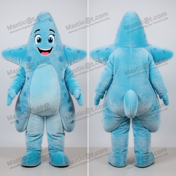 Sky blue rounded starfish mascot - Masticot.com