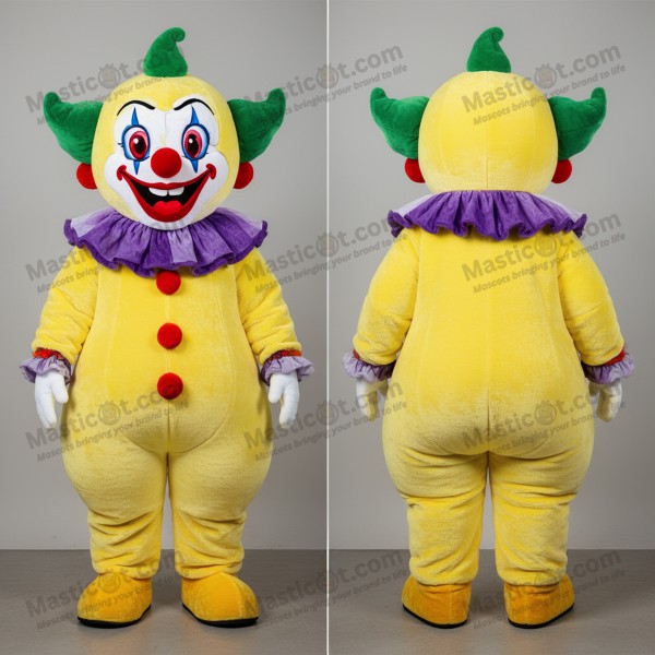 Lemon yellow grinning evil clown mascot - Masticot.com