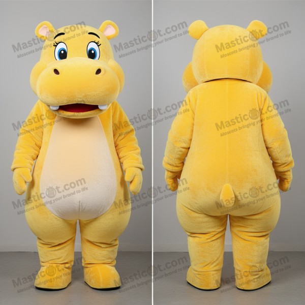 Žlutý veselý hipopotam maskot - Masticot.com