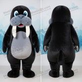 Sametově černý maskot mrože - Mrož - MASTICOT_7169 - Masticot.com