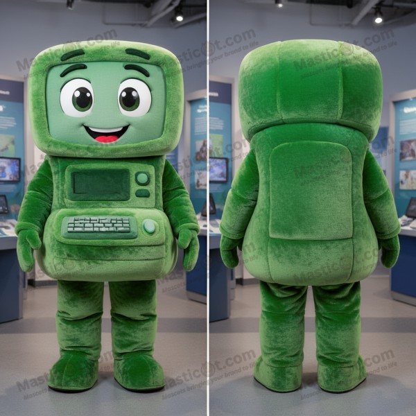 Forest green plush computer mascot - Masticot.com