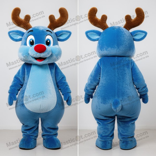 Velvet blue cheerful reindeer mascot - Masticot.com