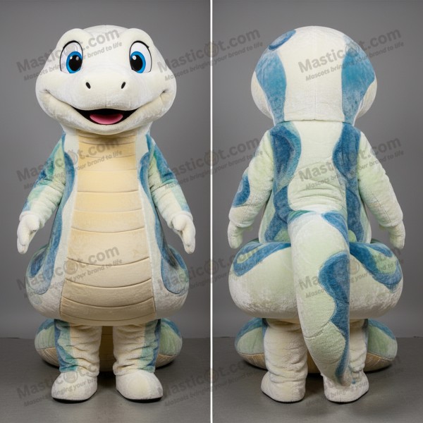 Ivory-hvid rund titanoboa-maskot - Masticot.com