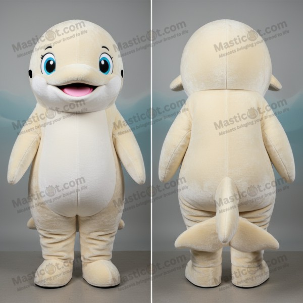 Kremhvit snill hvalross-maskot - Masticot.com