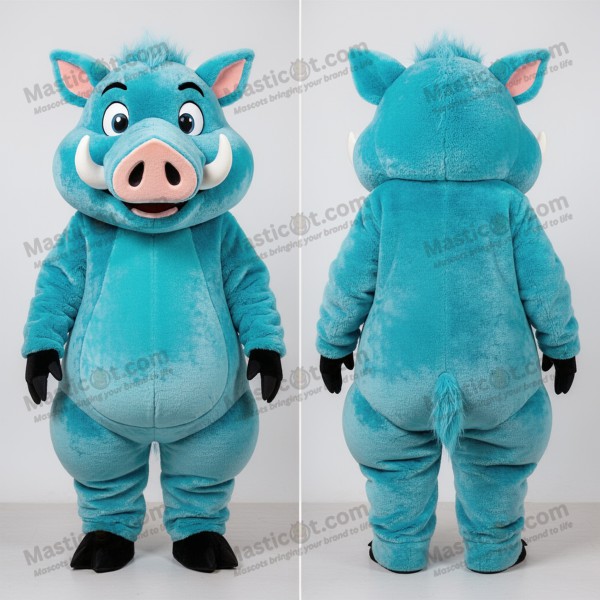 Cyan plush broad shouldered wild boar mascot - Wild Boar -