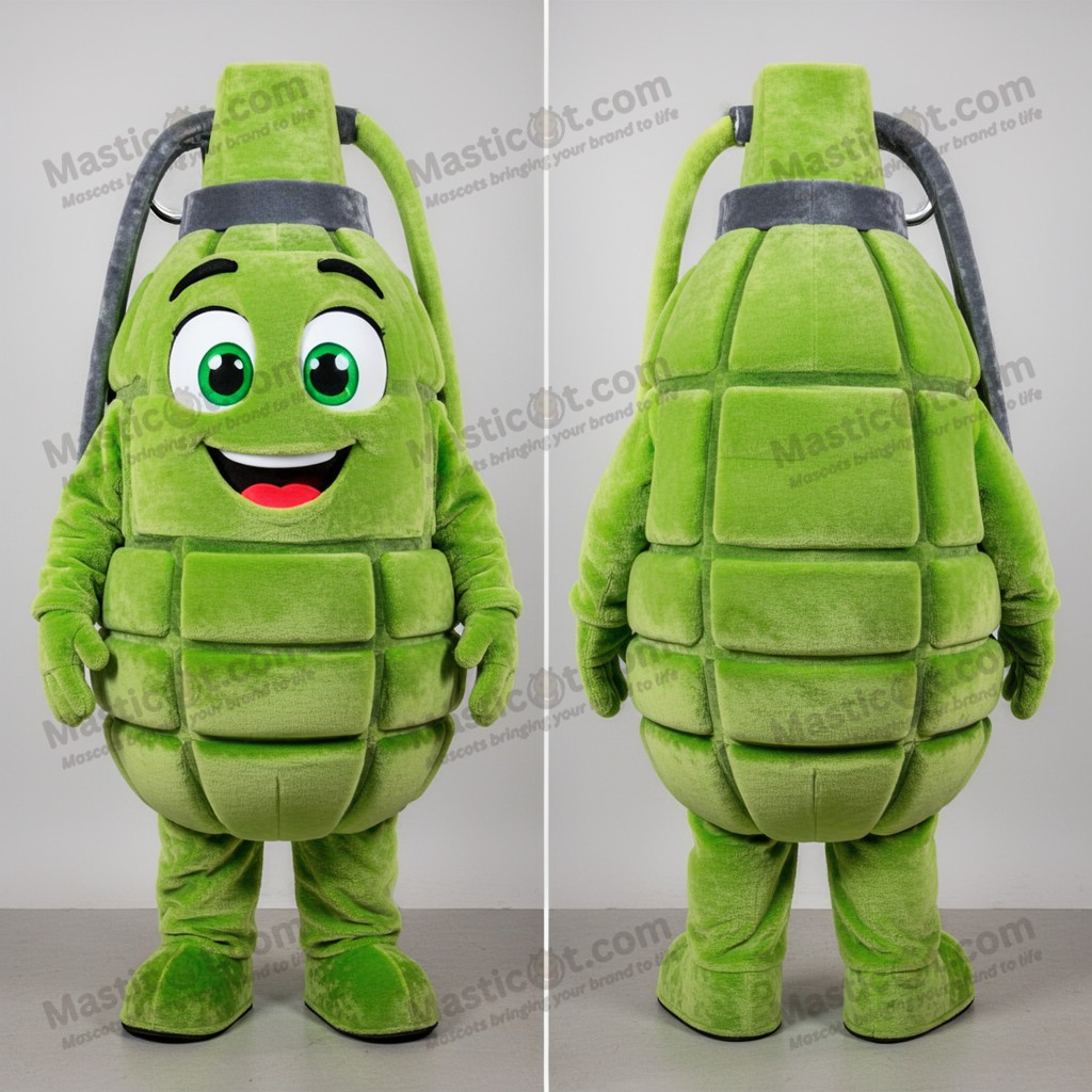 Lime Green Rounded Grenade Mascot - Masticot.com