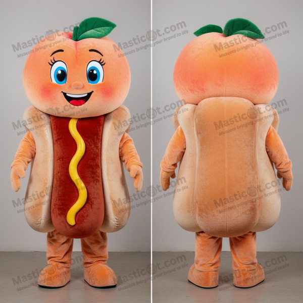 Peach padded joyful hot dogs mascot - Masticot.com