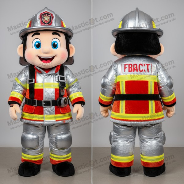 Stříbrný plyšový maskot hasiče - Masticot.com
