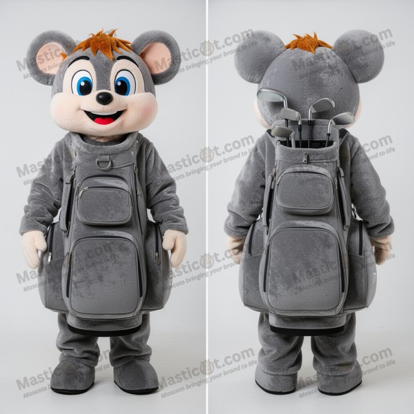 Mascota de bolsa de golf gris con diseño redondeado -