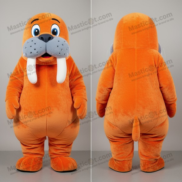 Mascotă de morșă plăcută și portocalie - Masticot.com