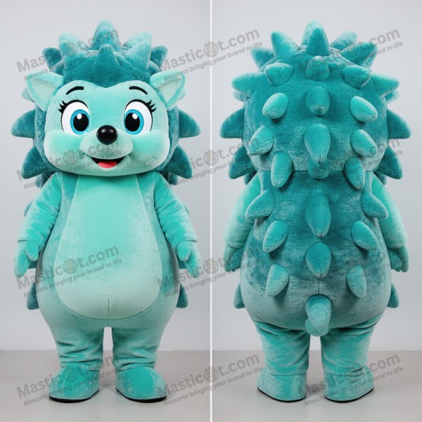 Ježčí maskot v tyrkysové barvě s ostny - Masticot.com