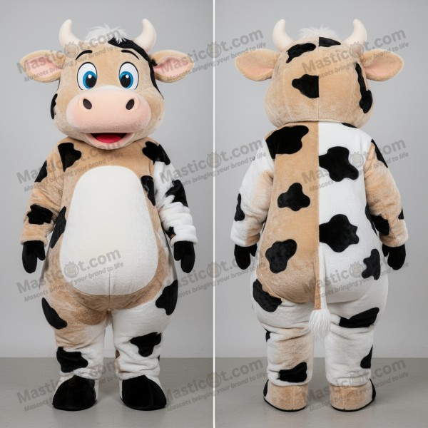 Beige spotted holstein cow mascot - Masticot.com
