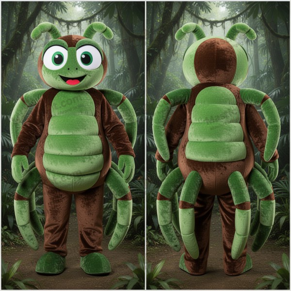 Emerald green broad shouldered spider mascot - Masticot.com