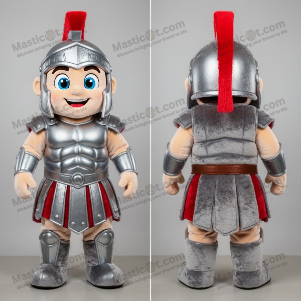 Mascotă soldat spartan în armură argintie - Masticot.com