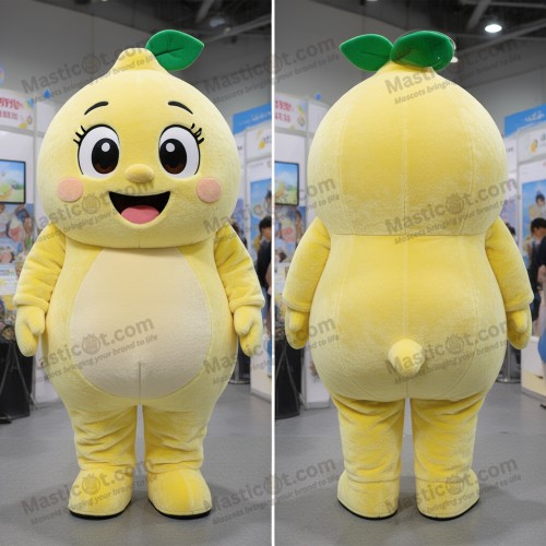 Mascotte jaune beurrée et joyeuse en forme de citron - Citron - MASTICOT_7248 - Masticot.com