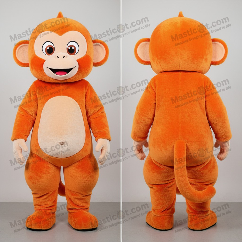 Rust orange playful capuchin monkey mascot - Masticot.com