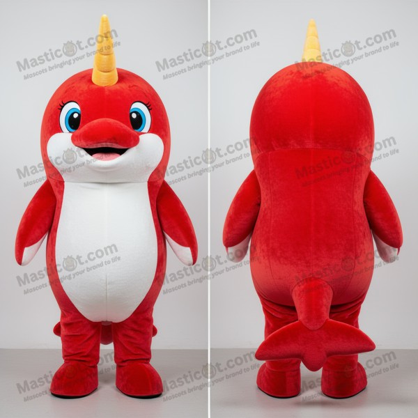 Crimson velvety narwhal mascot - Masticot.com