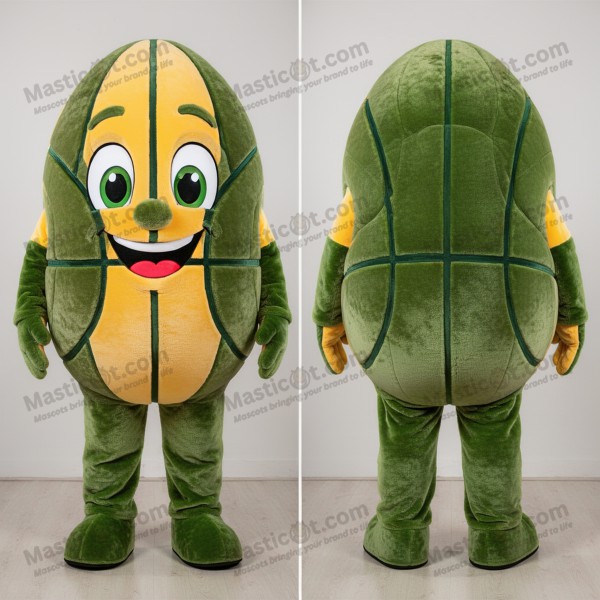 Olive green velvety basketball ball mascot - Basketball