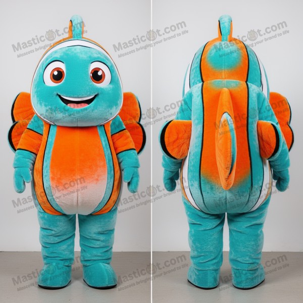 Turquoise vibrant clown fish mascot - Masticot.com