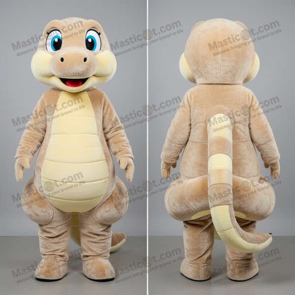 Beige velvety snake mascot - Masticot.com