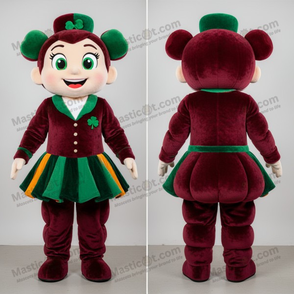 Maroon padded irish dancer mascot - Masticot.com