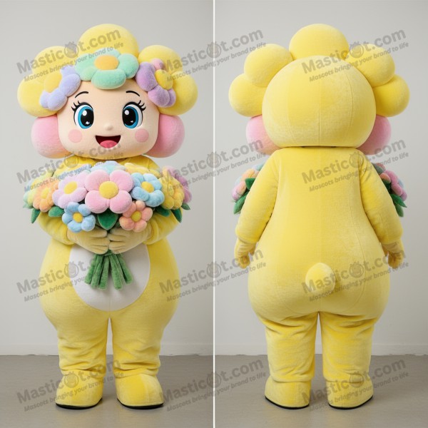 Lemon yellow vibrant bouquet of flowers mascot -