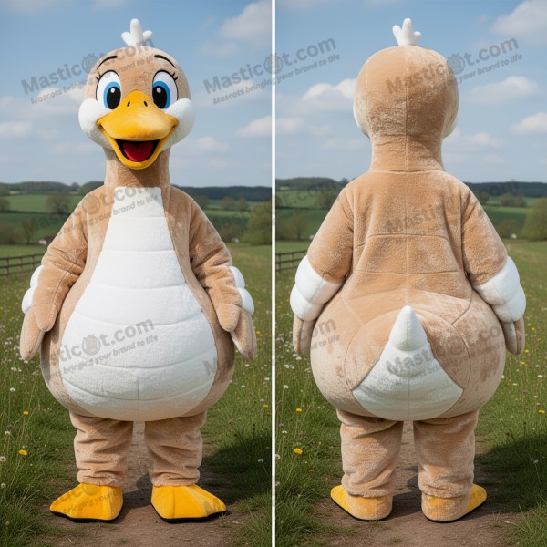 Tan soft swans mascot - Masticot.com
