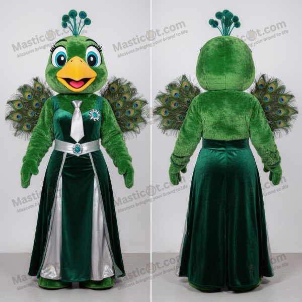 Emerald Feathered Peacock Mascot - Masticot.com