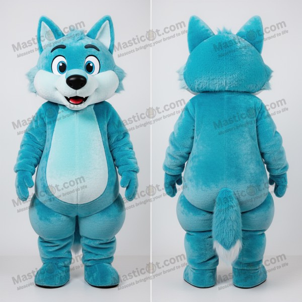 Cyan green broad shouldered wolf mascot - Masticot.com