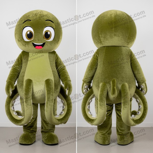 Olive green broad shouldered kraken mascot - Masticot.com
