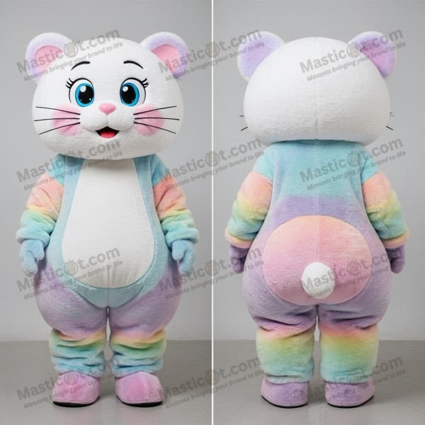 Velvety white fluffy aglet mascot - Masticot.com